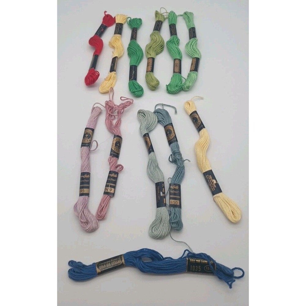 12 Vtg J&P Coats Susan Bates Anchor American Thread Star Six Strand Floss Lot